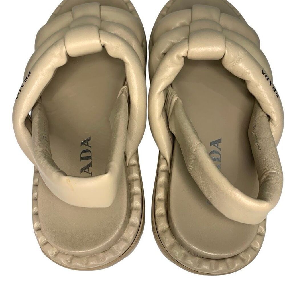Prada Blow Padded Leather Puffy Slingback Sport Sandal EU 39.5 US 9.5 Leather - Picture 12 of 12